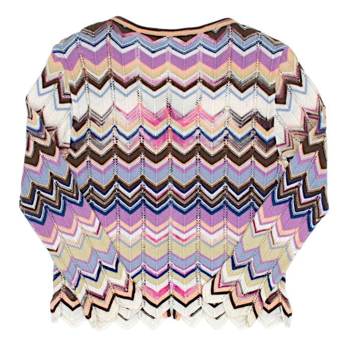 Cardigan bébé multicolore motif zig zag Missoni, vue de dos, fille 18 mois