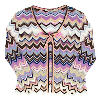 Cardigan bébé fille Missoni Kids, multicolore motif zig zag, taille 18 mois, seconde main luxe, vue de face