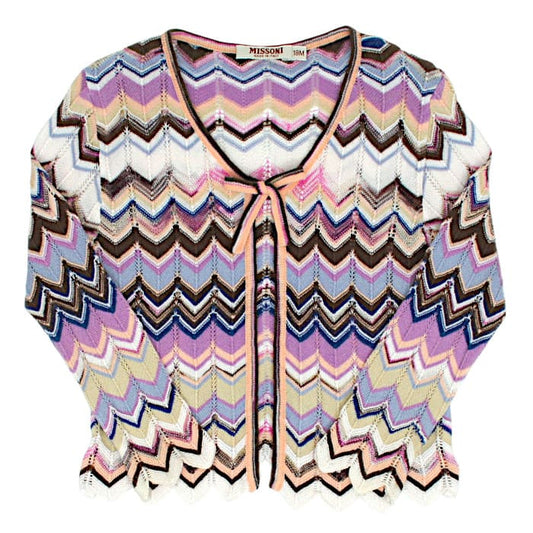 Cardigan bébé fille Missoni Kids, multicolore motif zig zag, taille 18 mois, seconde main luxe, vue de face