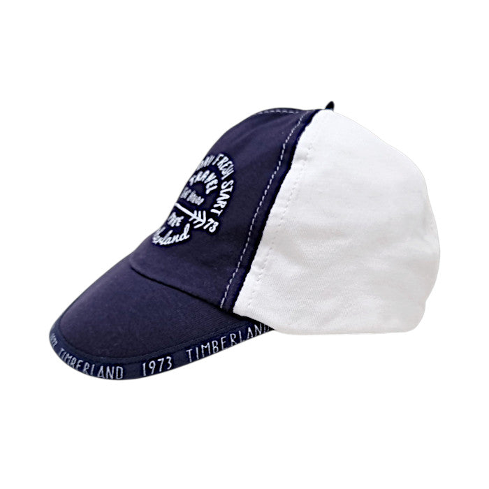 Casquette bébé blanc/marine en coton Timberland, vue de dos, garçon 6 mois