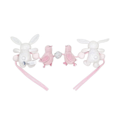 Chaîne d'activités bébé blanc/rose en velours Jacadi, vue de dos, fille TU