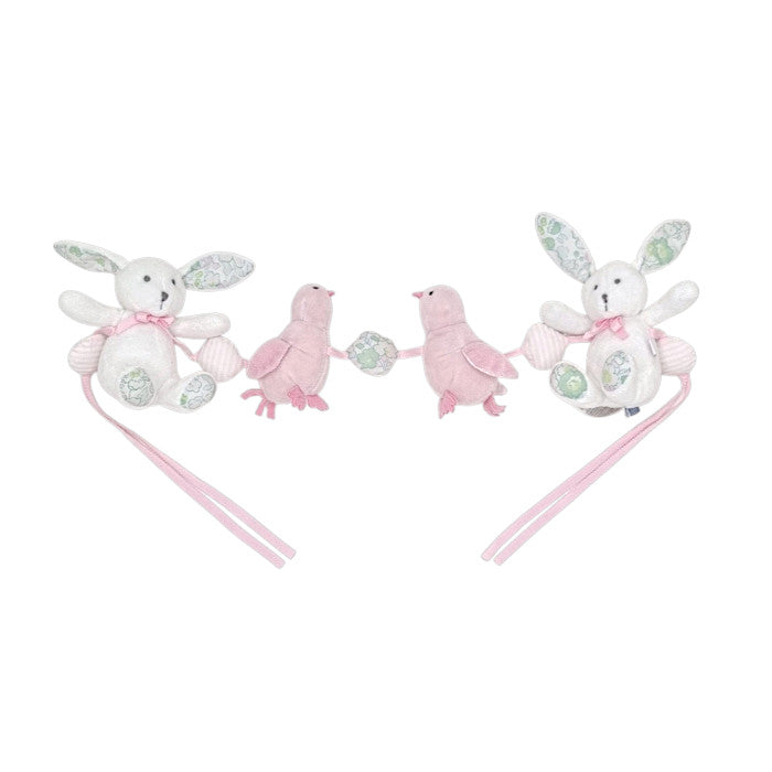 Chaîne d'activités bébé fille Jacadi, blanc/rose en velours, taille unique, seconde main haut de gamme, vue de face