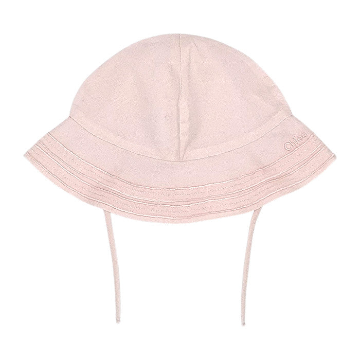 Chapeau bébé fille Chloé Kids, rose saumon logo brodé, taille 9 mois, seconde main luxe, vue de face