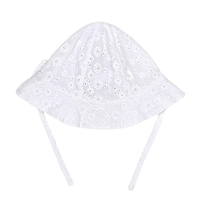 Chapeau bébé blanc à nœud IKKS, vue de dos, fille 12-18 mois