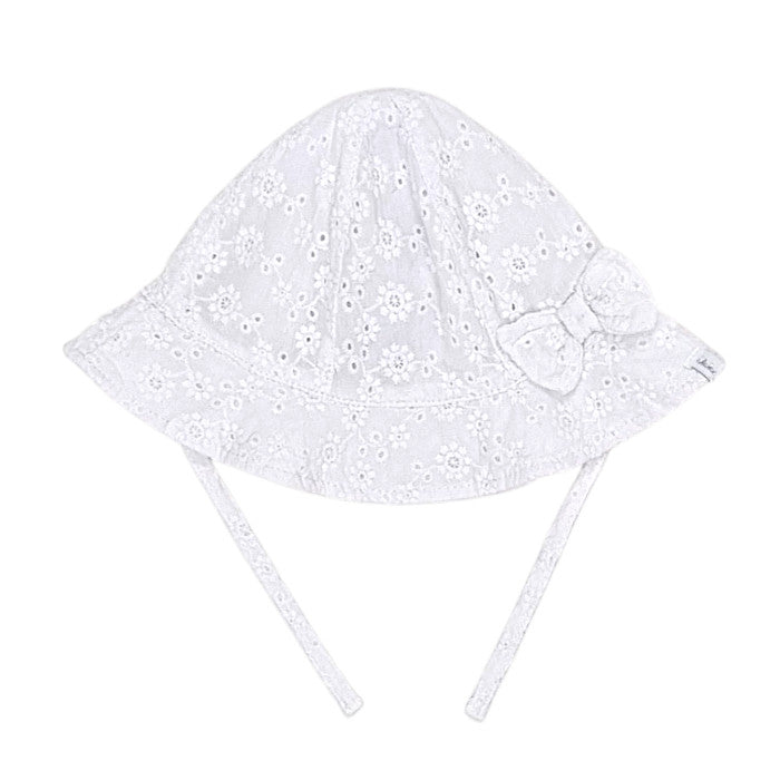 Chapeau bébé fille IKKS Junior, blanc à nœud, taille 12-18 mois, seconde main premium, vue de face