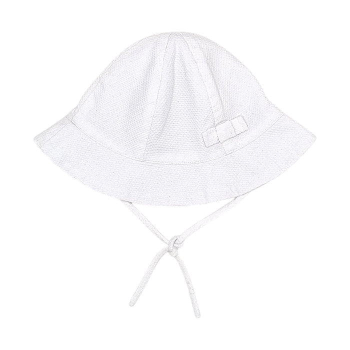 Chapeau bébé fille Jacadi, blanc à nœud, taille 24-36 mois, seconde main haut de gamme, vue de face
