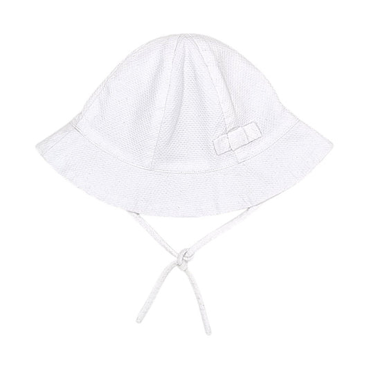 Chapeau bébé fille Jacadi, blanc à nœud, taille 24-36 mois, seconde main haut de gamme, vue de face