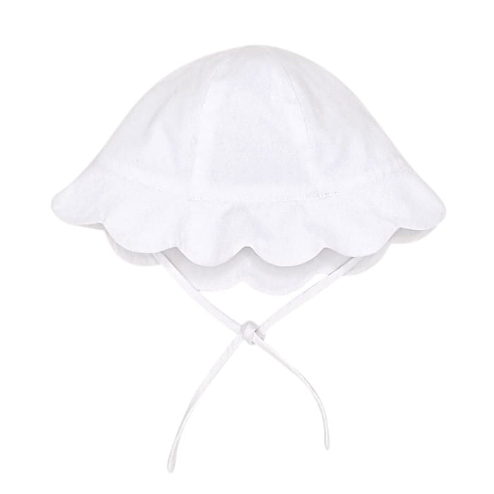 Chapeau blanc en coton, marque Jacadi, bébé fille 6 mois, vue de face, accessoire chic de seconde main en excellent état