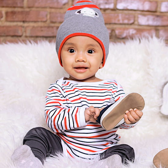 Chaussons bébé garçon souples en tissu, seconde main, pour les premiers pas