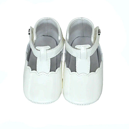 Chaussons souples salomés bébé fille blanc , taille 12 mois, marque Jacadi - seconde main haut de gamme