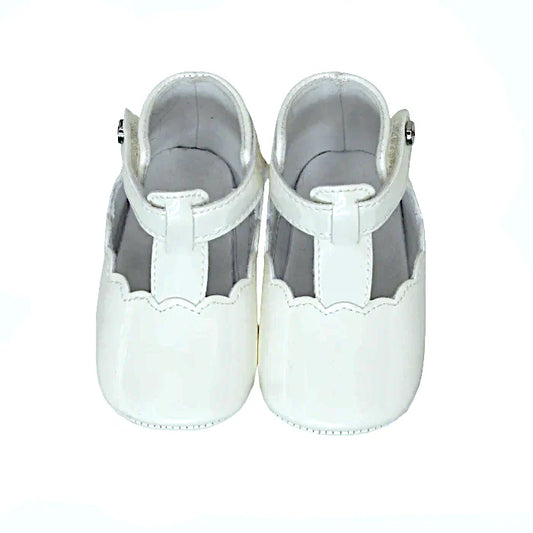 Chaussons souples salomés bébé fille blanc , taille 12 mois, marque Jacadi - seconde main haut de gamme