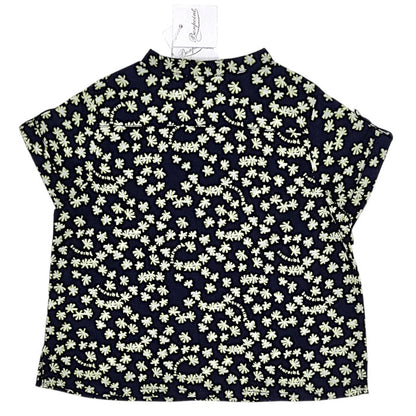 Chemise bébé bleu marine motif floral Bonpoint, vue de dos, fille 6 mois