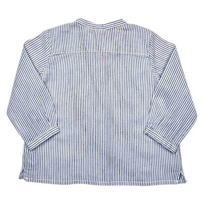 Chemise blanche rayée, marque chic Bonpoint, pour bébé garçon 6 mois, vue de dos, vêtement luxe d'occasion