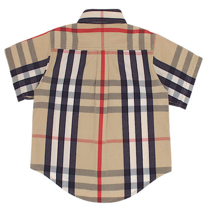 Chemise bébé camel motif check Burberry, vue de dos, garçon 18 mois