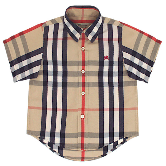 Chemise bébé garçon Burberry Kids, camel motif check, taille 18 mois, seconde main luxe, vue de face