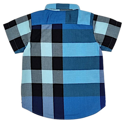 Chemise bébé bleu manches courtes Burberry, vue de dos, garçon 24 mois