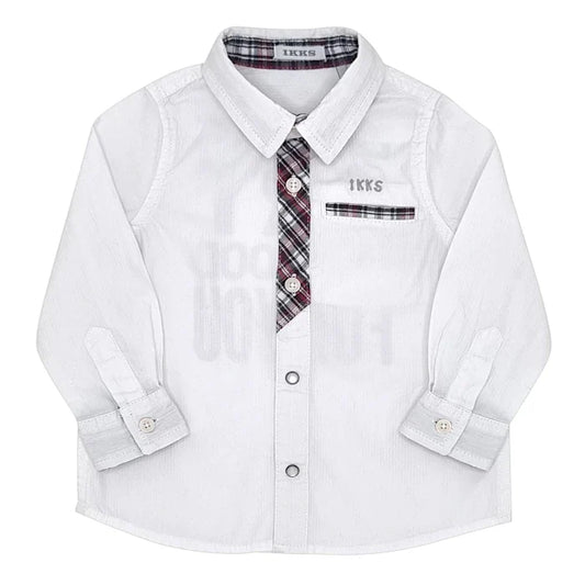 Chemise bébé garçon blanc message au dos, taille 12 mois, marque Ikks - seconde main premium