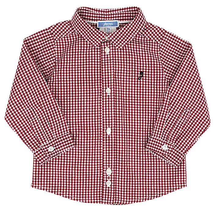 Chemise bébé garçon rouge/blanc en vichy, taille 12 mois, marque Jacadi - seconde main haut de gamme