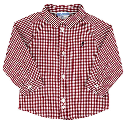 Chemise bébé garçon rouge/blanc en vichy, taille 12 mois, marque Jacadi - seconde main haut de gamme