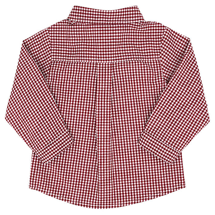 Chemise bébé garçon Jacadi 12 mois, rouge/blanc, manches longues avec poignets droits