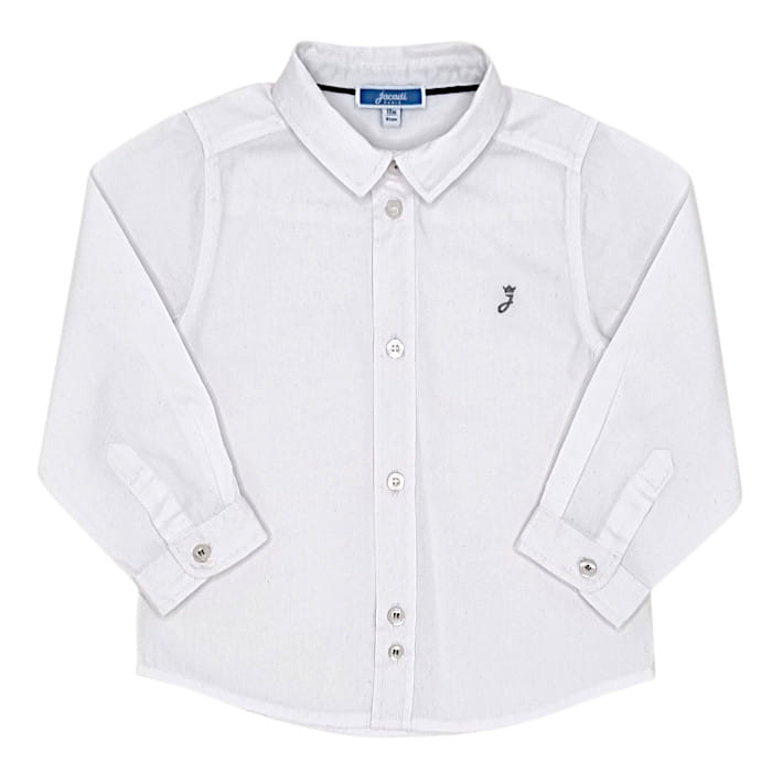 Chemise blanche manches longues, Jacadi, 18 mois, vue de face, vêtement bébé garçon de marque