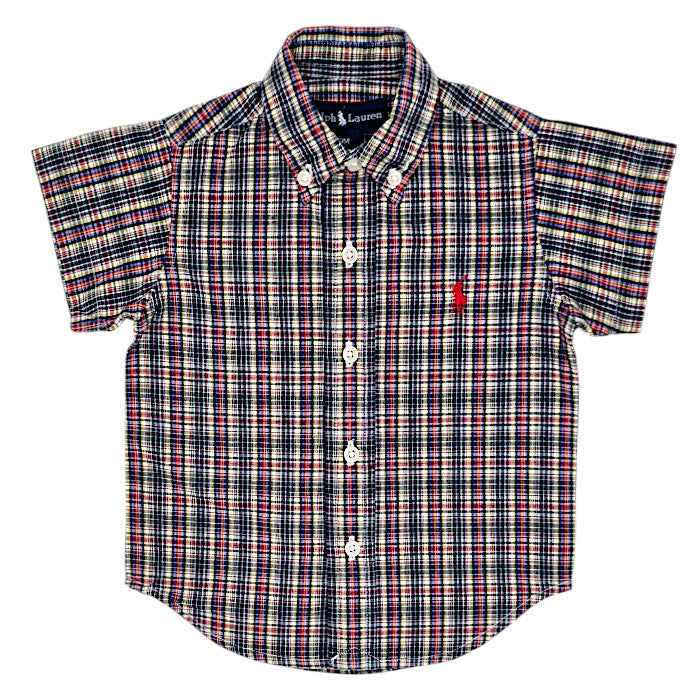 Chemise bébé garçon Ralph Lauren, multicolore manches courtes, taille 9 mois, seconde main luxe, vue de face