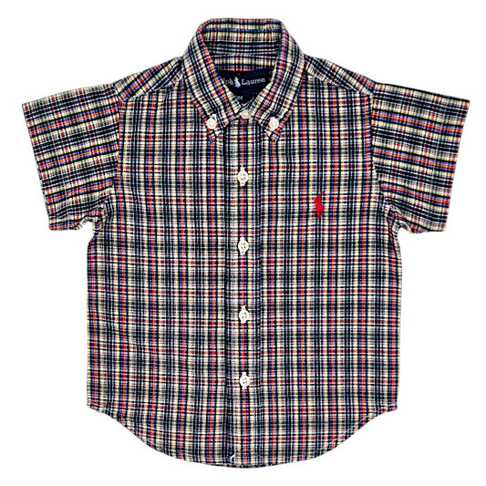 Chemise bébé garçon Ralph Lauren, multicolore manches courtes, taille 9 mois, seconde main luxe, vue de face