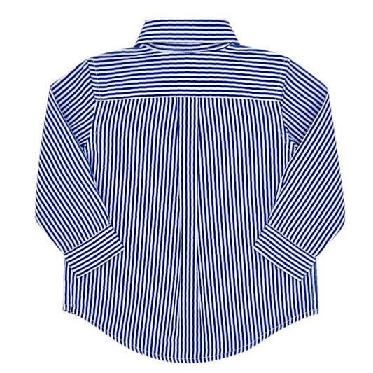 Chemise bleue à rayures, Ralph Lauren, garçon 9 mois, vue de dos, vêtement bébé de marque, seconde main chic à prix doux