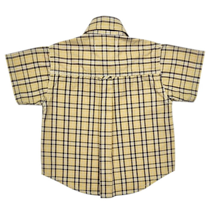 Chemise à carreaux jaune, marque Timberland, pour bébé garçon 3 mois, vue de dos, vêtement casual d'occasion