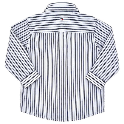 Chemise bébé blanc/bleu à rayures Tommy Hilfiger, vue de dos, garçon 18-24 mois