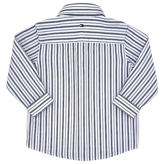 Chemise bébé blanc/bleu à rayures Tommy Hilfiger, vue de dos, garçon 18-24 mois
