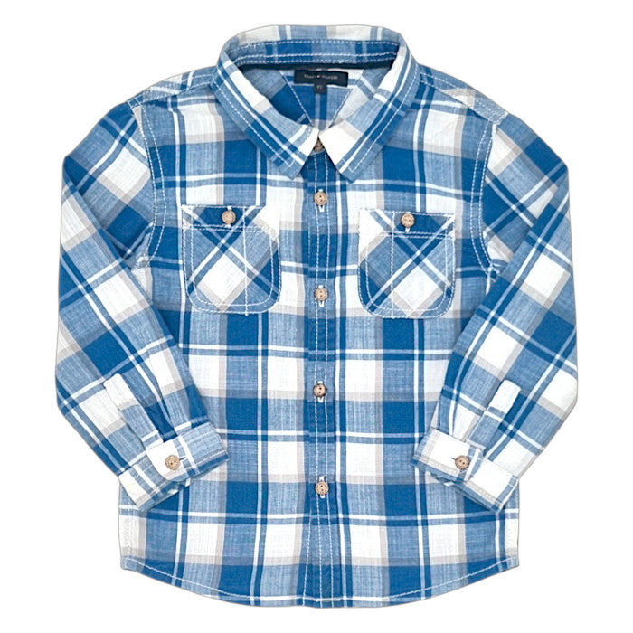 Chemise bébé garçon Tommy Hilfiger, bleu/blanc à carreaux, taille 24 mois, seconde main luxe, vue de face