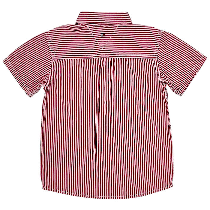 Chemise bébé rouge à rayures Tommy Hilfiger, vue de dos, garçon 24 mois