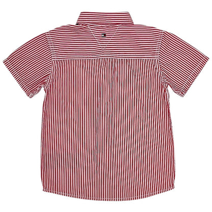 Chemise bébé rouge à rayures Tommy Hilfiger, vue de dos, garçon 24 mois