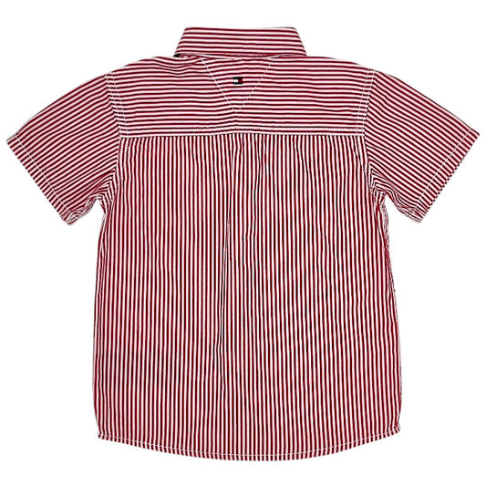Chemise bébé rouge à rayures Tommy Hilfiger, vue de dos, garçon 24 mois