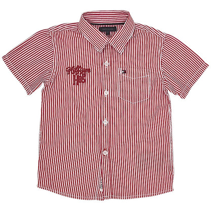 Chemise bébé garçon Tommy Hilfiger Kids, rouge à rayures, taille 24 mois, seconde main luxe, vue de face