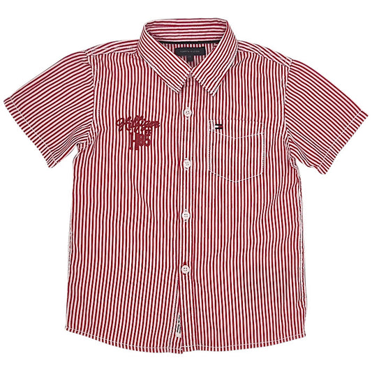 Chemise bébé garçon Tommy Hilfiger Kids, rouge à rayures, taille 24 mois, seconde main luxe, vue de face
