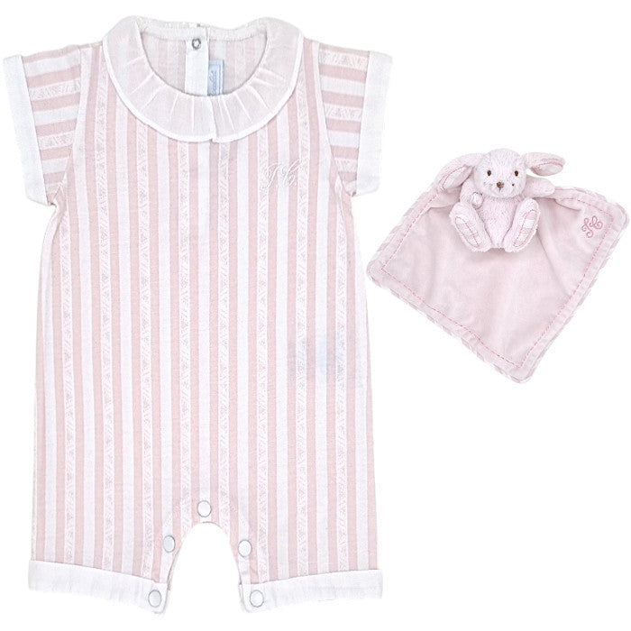 Coffret de naissance bébé rose rayure Garda Tartine et Chocolat, vue de dos, fille 6 mois