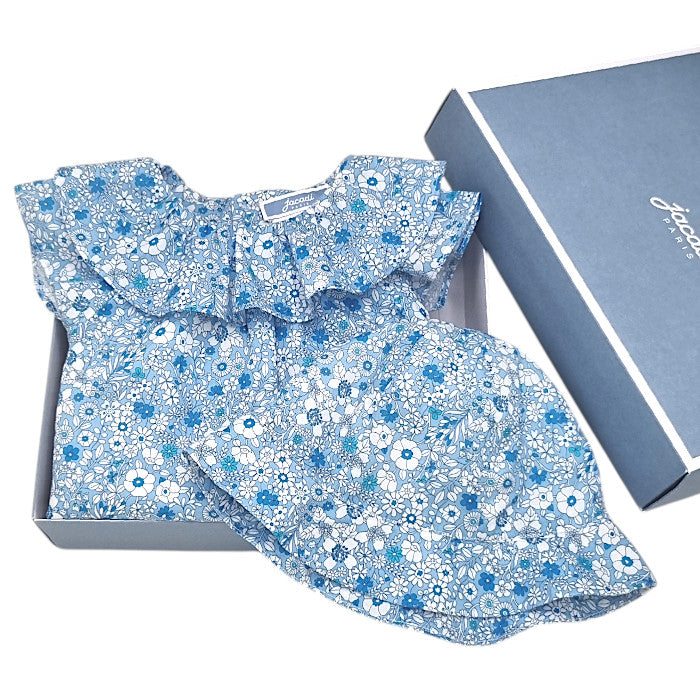 Coffret naissance bébé fille Jacadi, bleu , taille 1 mois, seconde main haut de gamme, vue de face
