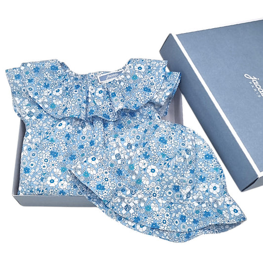 Coffret naissance bébé fille Jacadi, bleu , taille 1 mois, seconde main haut de gamme, vue de face