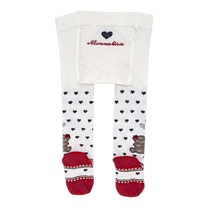 Collants bébé écru motif ourson Monnalisa, vue de dos, fille 6 mois