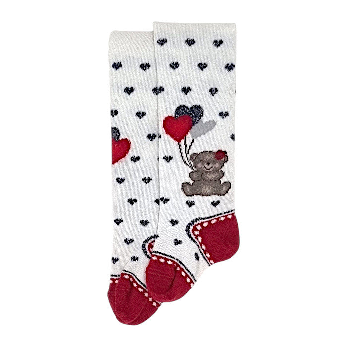 Collants bébé fille Monnalisa, écru motif ourson, taille 6 mois, seconde main haut de gamme, vue de face