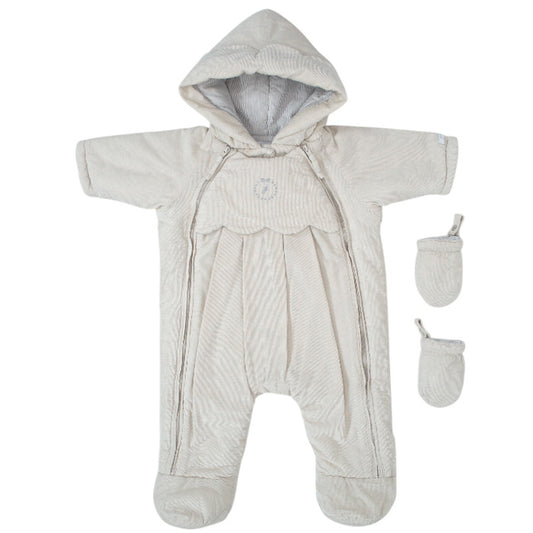 Combi pilote bébé mixte Jacadi, beige en velours côtelé, taille 1 mois, seconde main haut de gamme, vue de face