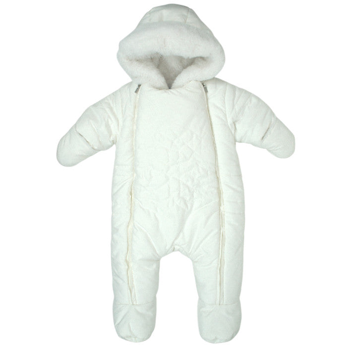 Combi pilote bébé mixte Jacadi, blanc cassé doublée fausse fourrure, taille 3 mois, seconde main haut de gamme, vue de face