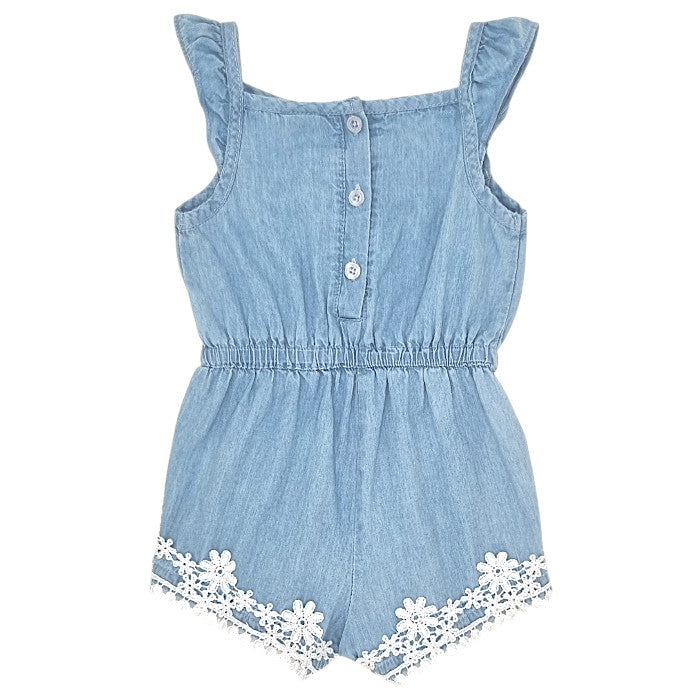 Combi-short bébé bleu guipure Calvin Klein, vue de dos, fille 18 mois
