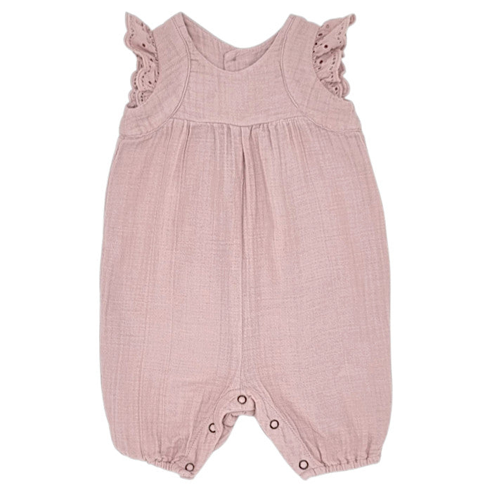 Combinaison bébé fille Bonton, rose en gaze de coton, taille 3 mois, seconde main haut de gamme, vue de face