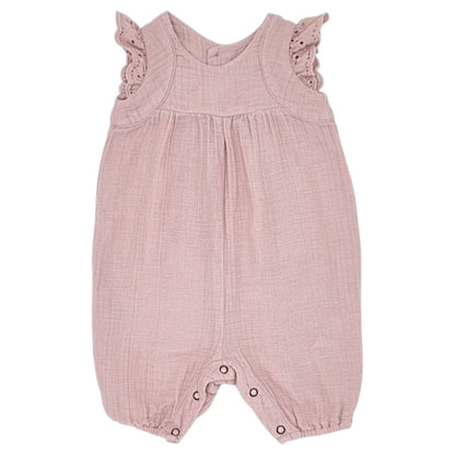 Combinaison bébé fille Bonton, rose en gaze de coton, taille 3 mois, seconde main haut de gamme, vue de face