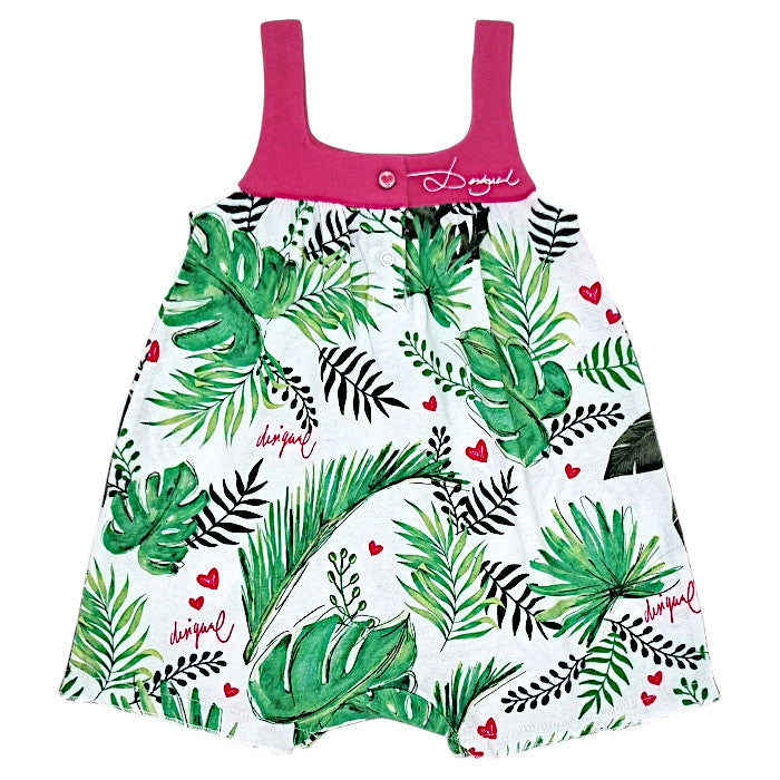 Combinaison bébé blanc/vert motif tropical Desigual, vue de dos, fille 3 mois
