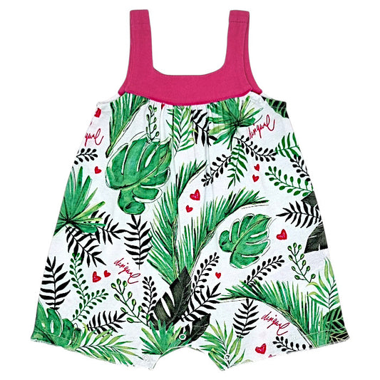 Combinaison bébé fille Desigual, blanc/vert motif tropical, taille 3 mois, seconde main premium, vue de face