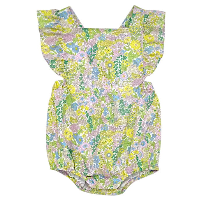 Combinaison fille 18 mois verte tissu Liberty - Vêtement bébé Jacadi seconde main